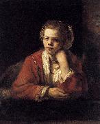 REMBRANDT Harmenszoon van Rijn Girl at a Window oil painting